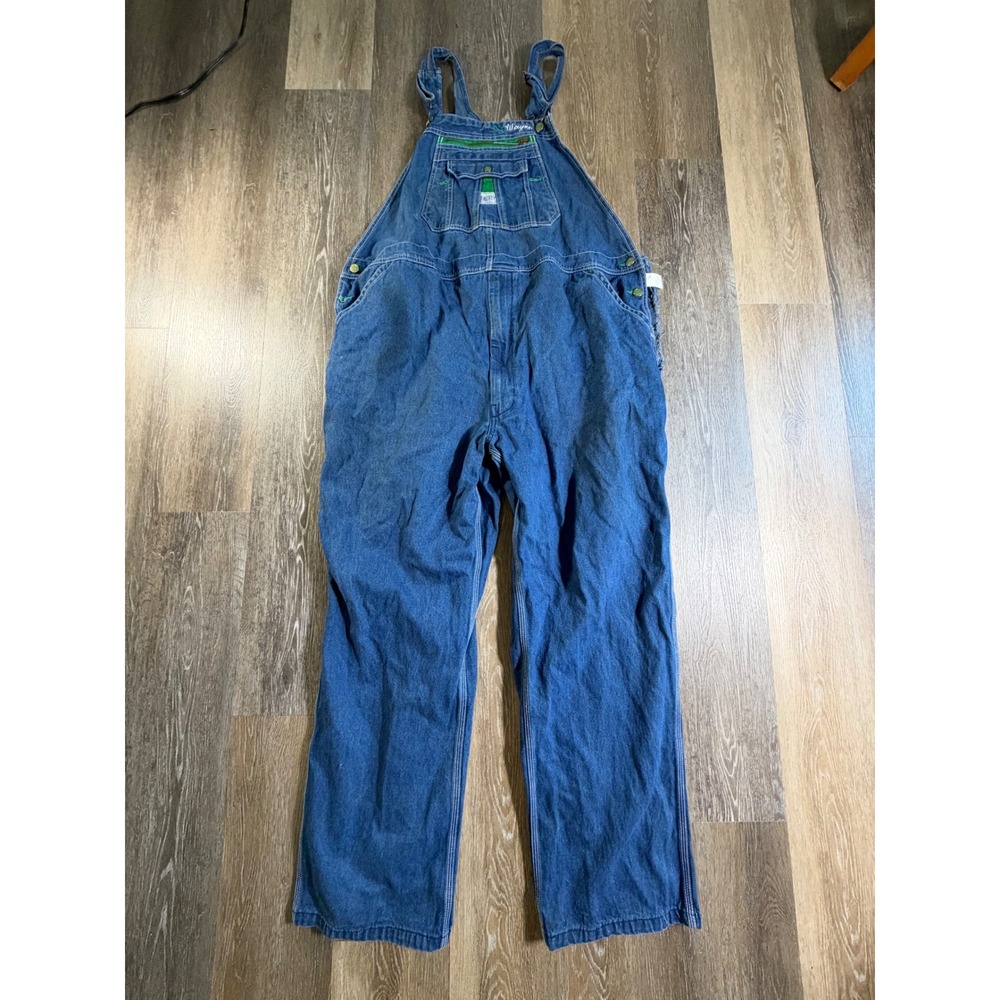 Liberty Overalls Mens 50x34 Blue Denim Bib Workwear Embroidered Wayne